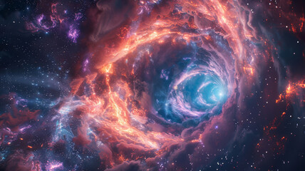 Interdimensional space vortex, a surreal passage framed by stars and nebulae