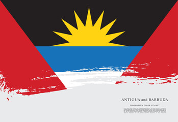 Flag of Antigua and Barbuda, brush stroke background - Powered by Adobe