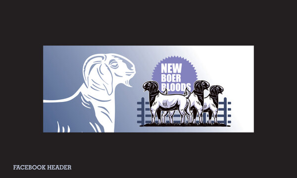 boer goat facebook header design, silhouette of great design vector illustrations