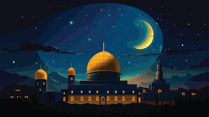 Dome of the rock mosque in Islamic design for isra - obrazy, fototapety, plakaty