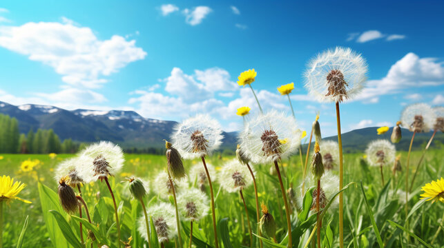 field of dandelions  high definition(hd) photographic creative image