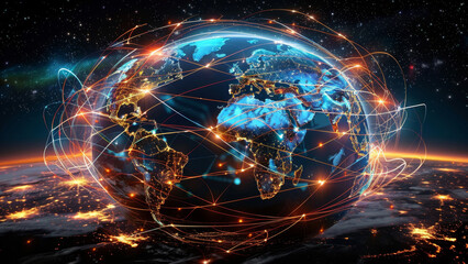 Global Network Connections Illustrating Worldwide Communication - obrazy, fototapety, plakaty