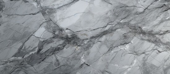 A detailed shot of a grey marble texture resembling bedrock, with intricate veins and patterns that...