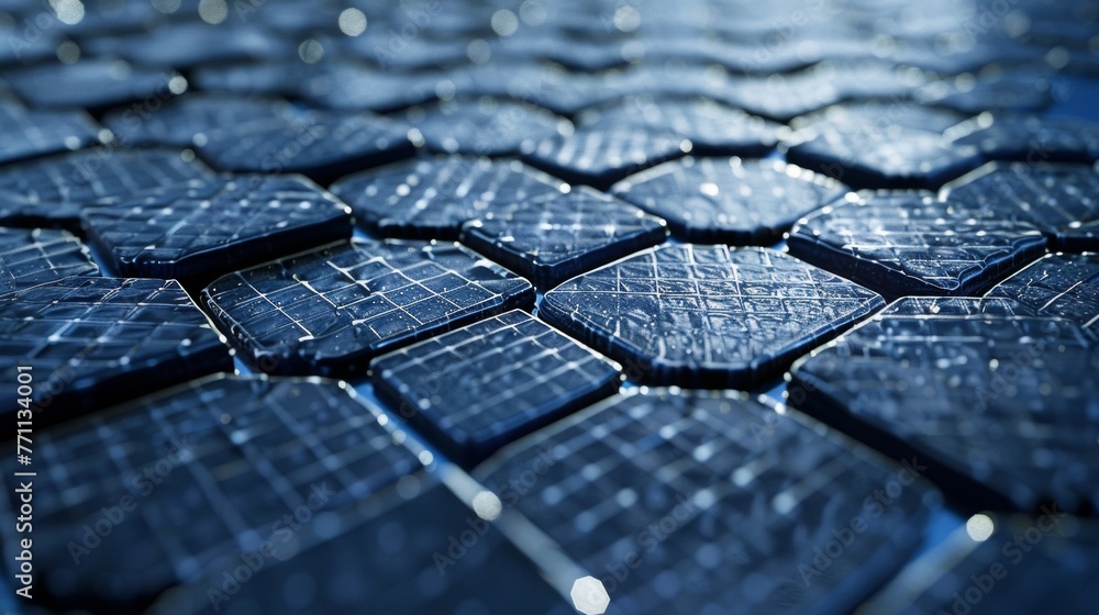 Poster a closeup of a sy and durable solar panel with a lattice design and advanced technology visible on i