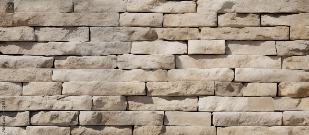 Poster a detailed closeup of a brown brick wall showcasing the rectangular shape of each brick, creating a 