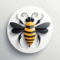 Bee Icon -- Graphic Illustration of a Stylized Bee on a White Background -- Set ID A3GZVY