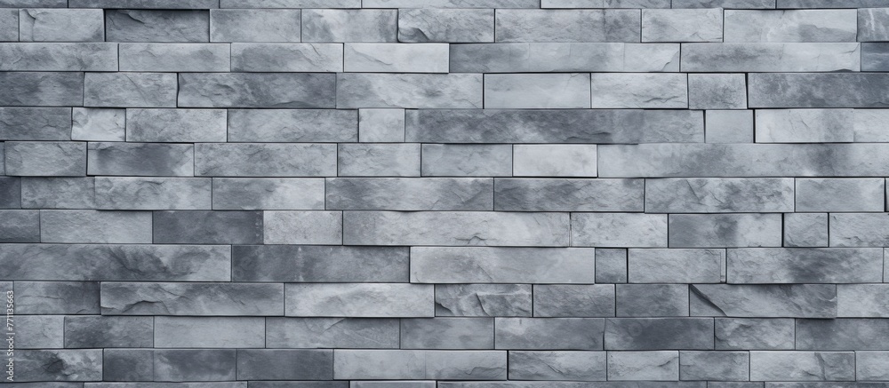 Poster a detailed closeup of a rectangular grey brick wall showcasing the intricate brickwork pattern. the 