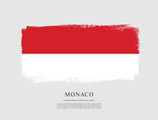 Flag of Monaco, brush stroke background