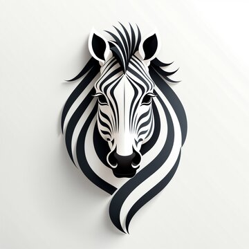 Zebra Icon -- Stylized Black and White Zebra Head Illustration -- Set ID A3GZVY