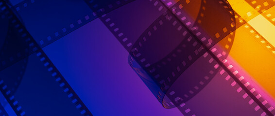 color cinema background with film strip - 771136647
