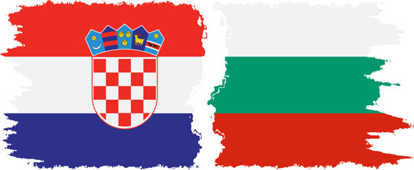 Bulgaria and Croatia grunge flags connection vector