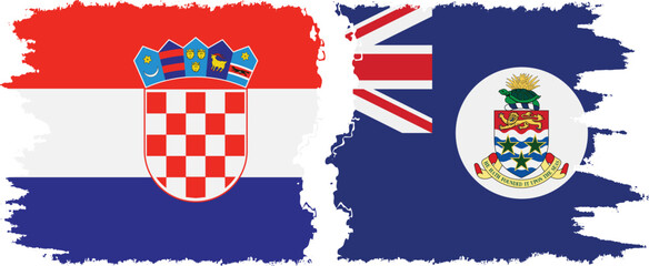 Cayman Islands and Croatia grunge flags connection vector
