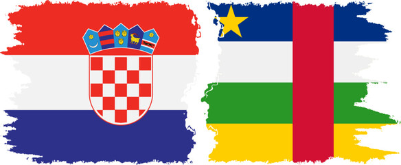 Central African Republic and Croatia grunge flags connection vecto