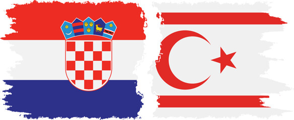 Turkish Republic of Northern Cyprus and Croatia grunge flags conne
