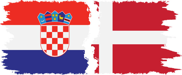 Naklejka premium Denmark and Croatia grunge flags connection vector