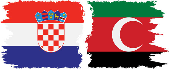 Darfur and Croatia grunge flags connection vector