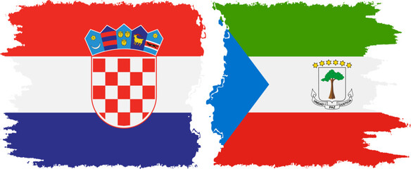Naklejka premium Equatorial Guinea and Croatia grunge flags connection vector