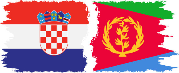 Eritrea and Croatia grunge flags connection vector