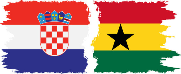 Ghana and Croatia grunge flags connection vector