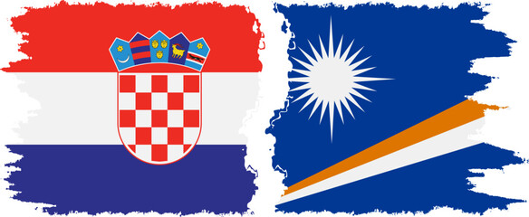 Marshall Islands and Croatia grunge flags connection vector