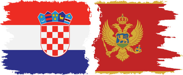 Montenegro and Croatia grunge flags connection vector