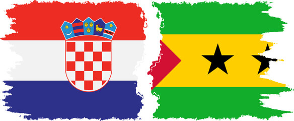 Sao Tome and Principe and Croatia grunge flags connection vector