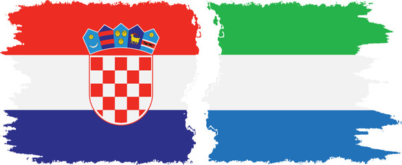 Sierra Leone and Croatia grunge flags connection vector