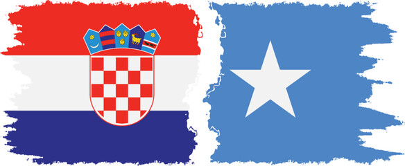 Somalia and Croatia grunge flags connection vector