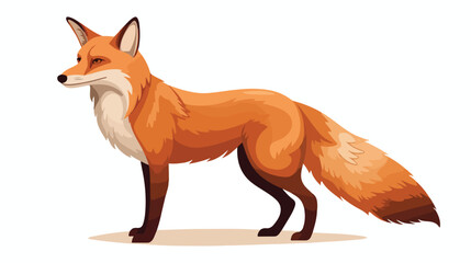 Flat vector design of standing lovely red fox with