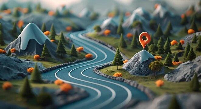 Entrepreneurial journey, 3D roadmap illustration
