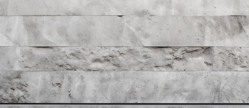 Close up of a rectangular gray marble tile wall with a monochrome pattern, resembling a stone wall. The texture contrasts nicely with the wooden flooring