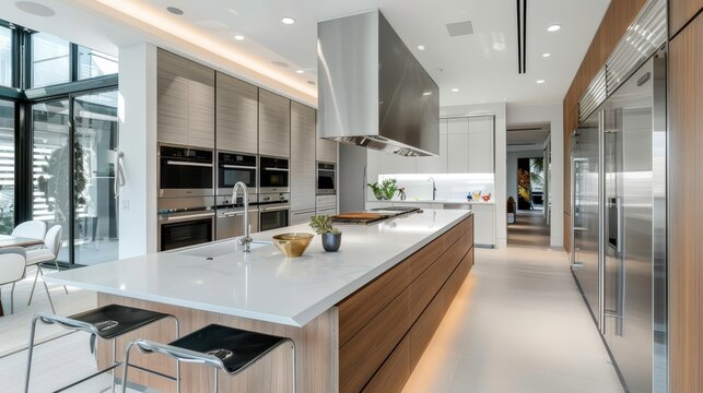 A contemporary kitchen with high-tech appliances and seamless countertops  raw AI generated illustration