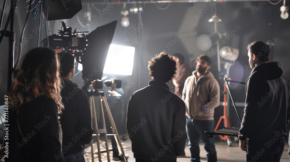 Poster tv show rehearsals detailed photographs of cast members rehearsing scenes and blocking on set captur