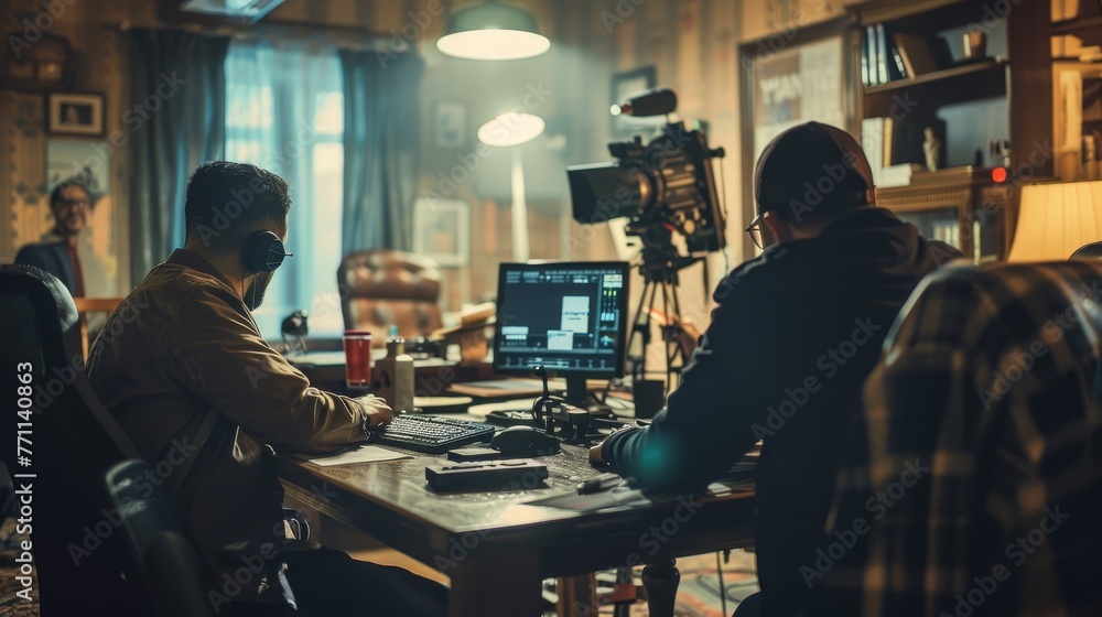 Aufkleber tv show scriptwriting sessions cinematic shots of tv show scriptwriting sessions capturing the creat