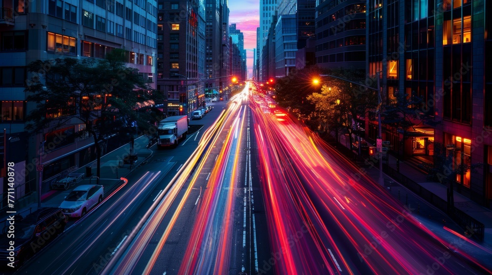 Poster twilight traffic trails professional captures of traffic trails during twilight hours with long expo