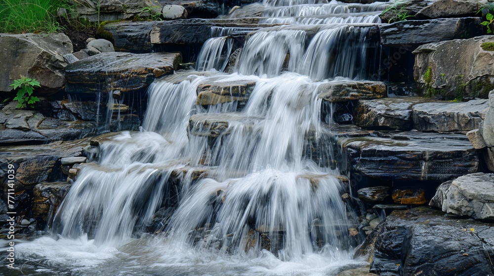 Poster waterfalls in motion professional captures of waterfalls with blurred motion showcasing the dynamic 