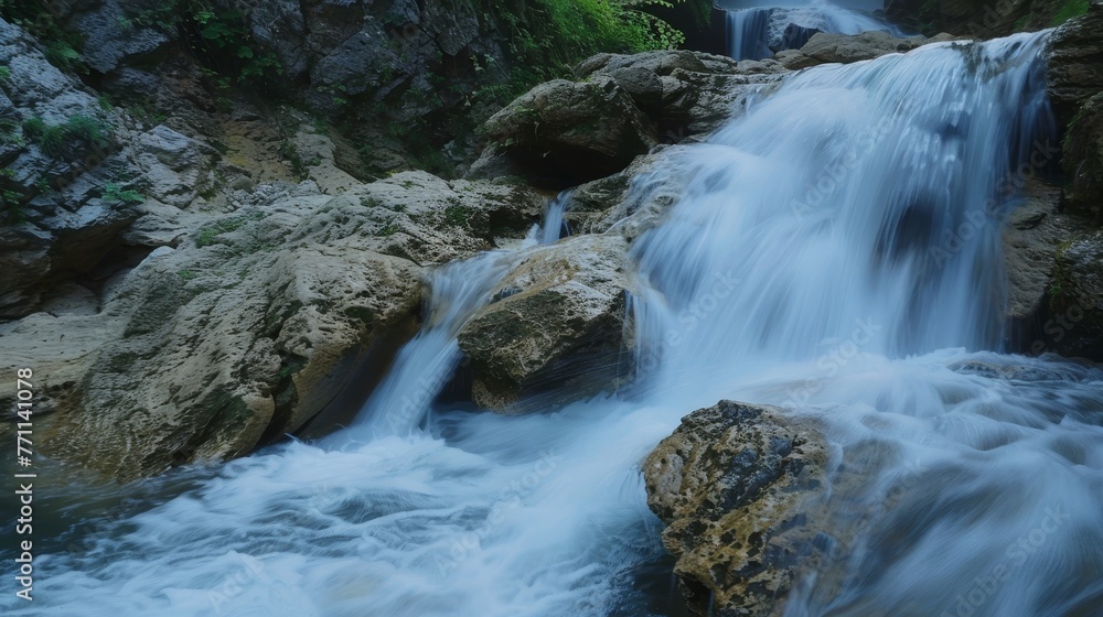 Poster waterfalls in motion professional captures of waterfalls with blurred motion showcasing the dynamic 