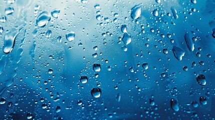 Water drops on blue background  AI generated illustration