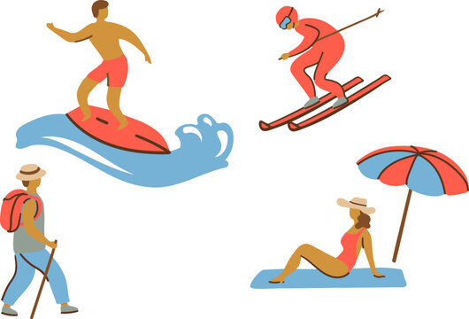 People's activities. Vector flat illustration. clipart collection
