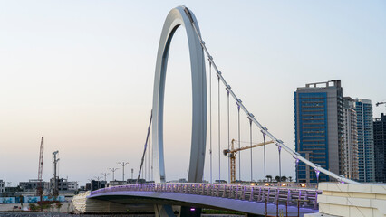 Suspension Qetaifan Island Bridge in Qatar