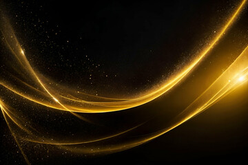 Fototapeta na wymiar Abstract golden lights on black background