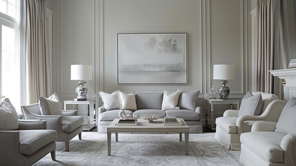 Soft dove gray, with a hint of silver, lending a subtle touch of elegance and sophistication to the room.