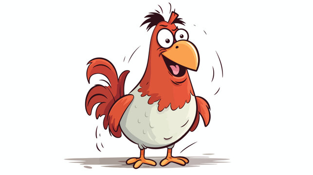 Freehand drawn cartoon confused chicken flat cartoon
