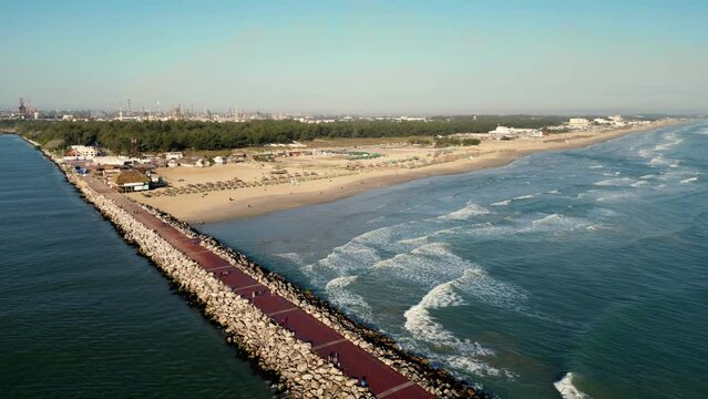 piers near beach in tampico, mexico
