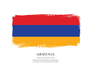 Obraz premium Flag of Armenia, brush stroke background