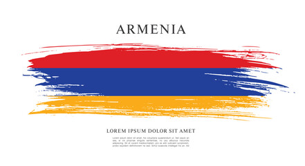 Flag of Armenia, brush stroke background - obrazy, fototapety, plakaty