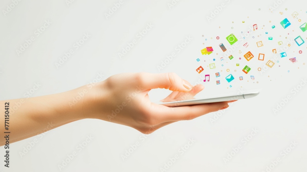 Poster a person is pointing at a screen with a green circle on it