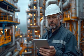 industrial worker holding tablet