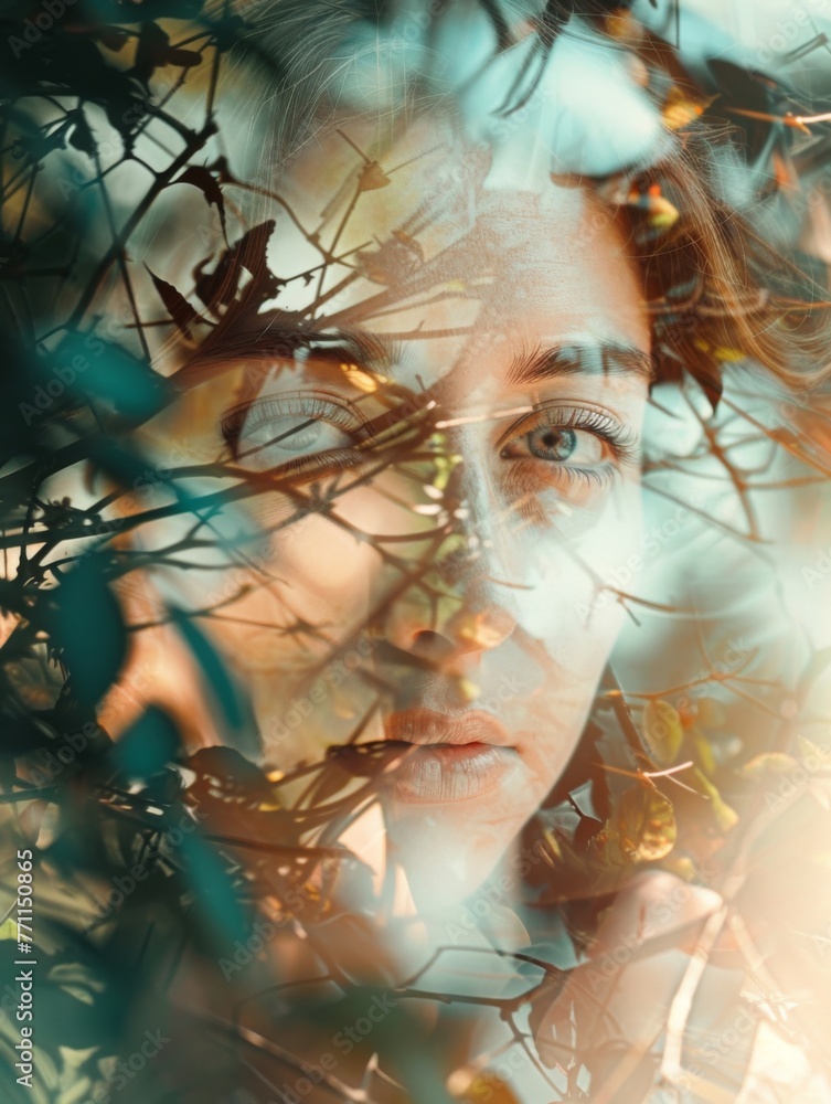 Aufkleber wavy hair and dynamic abstract shapes blend - this image shows a blend of flowing hair and dynamic a
