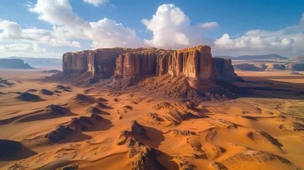 Papier Peint photo Lavable Orange Desert landscape with towering sand dunes